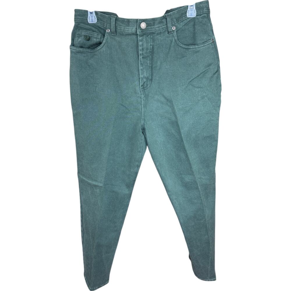Gloria Vanderbilt Stretch Jeans Green Tapered High Rise Pants Women's Petite 16
